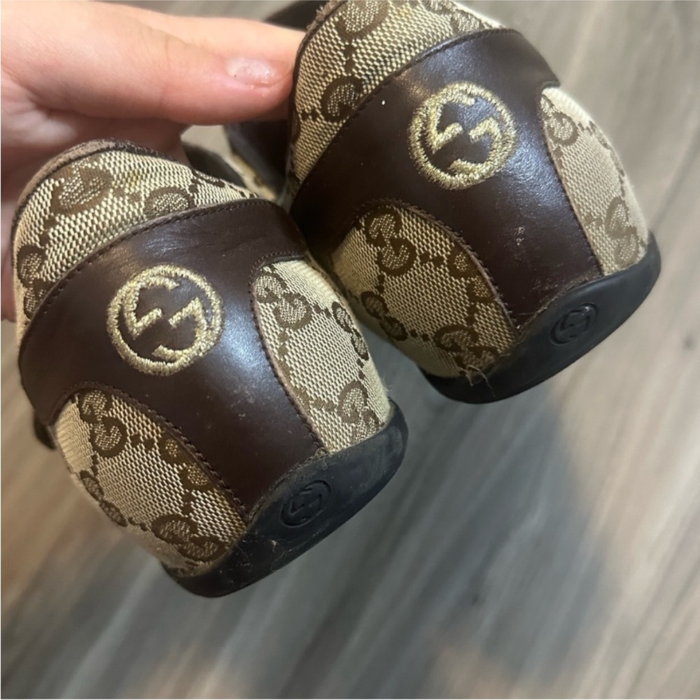 Gucci Brown and Tan Monogram Sneakers - Picture 2 of 9
